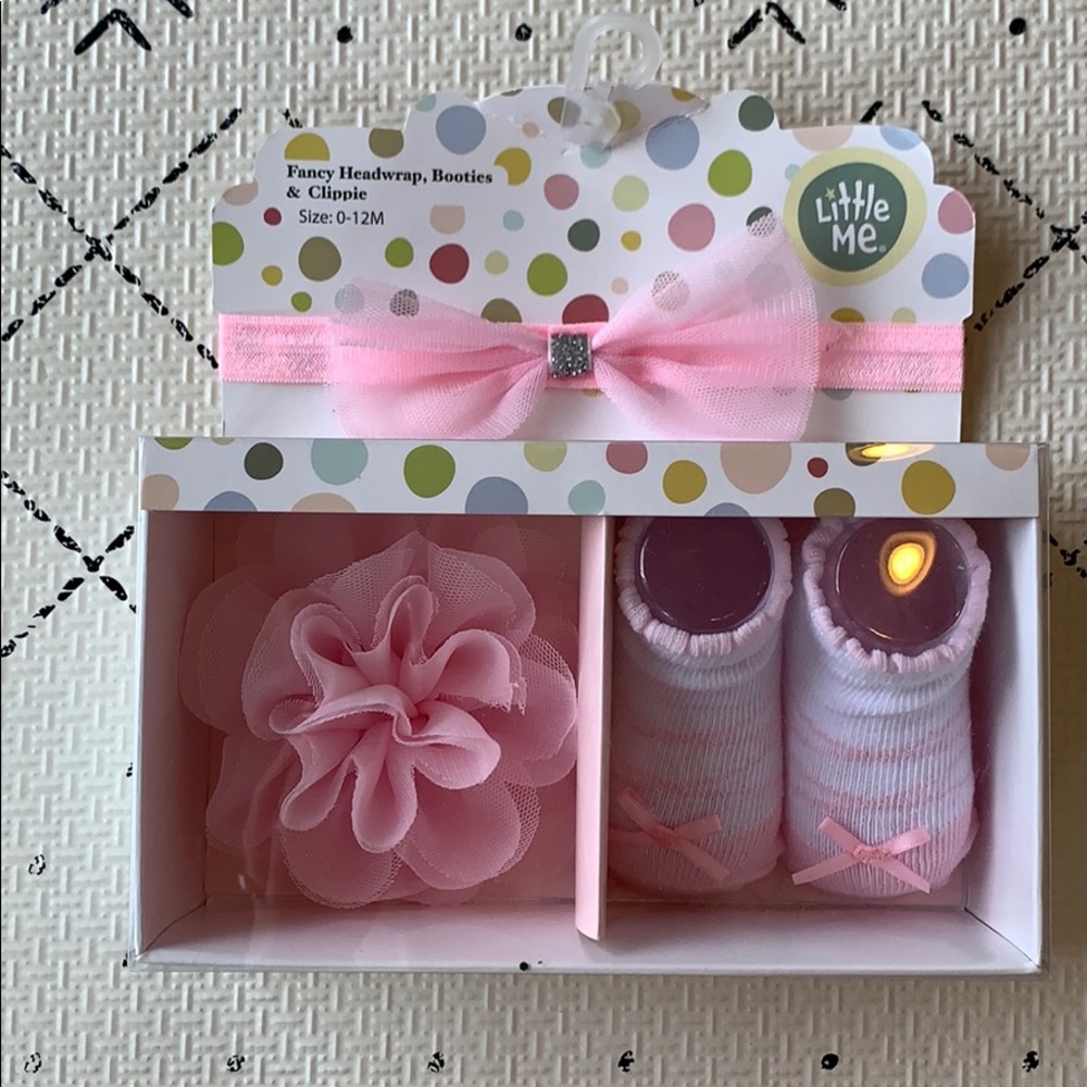Fancy Headwrap, Booties & Clip